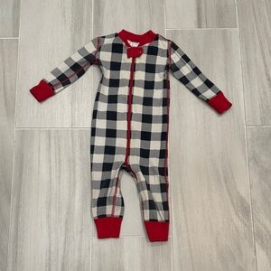Hanna Andresson 18-24M Organic Plaid Kids One Piece Pajama - Red and Black